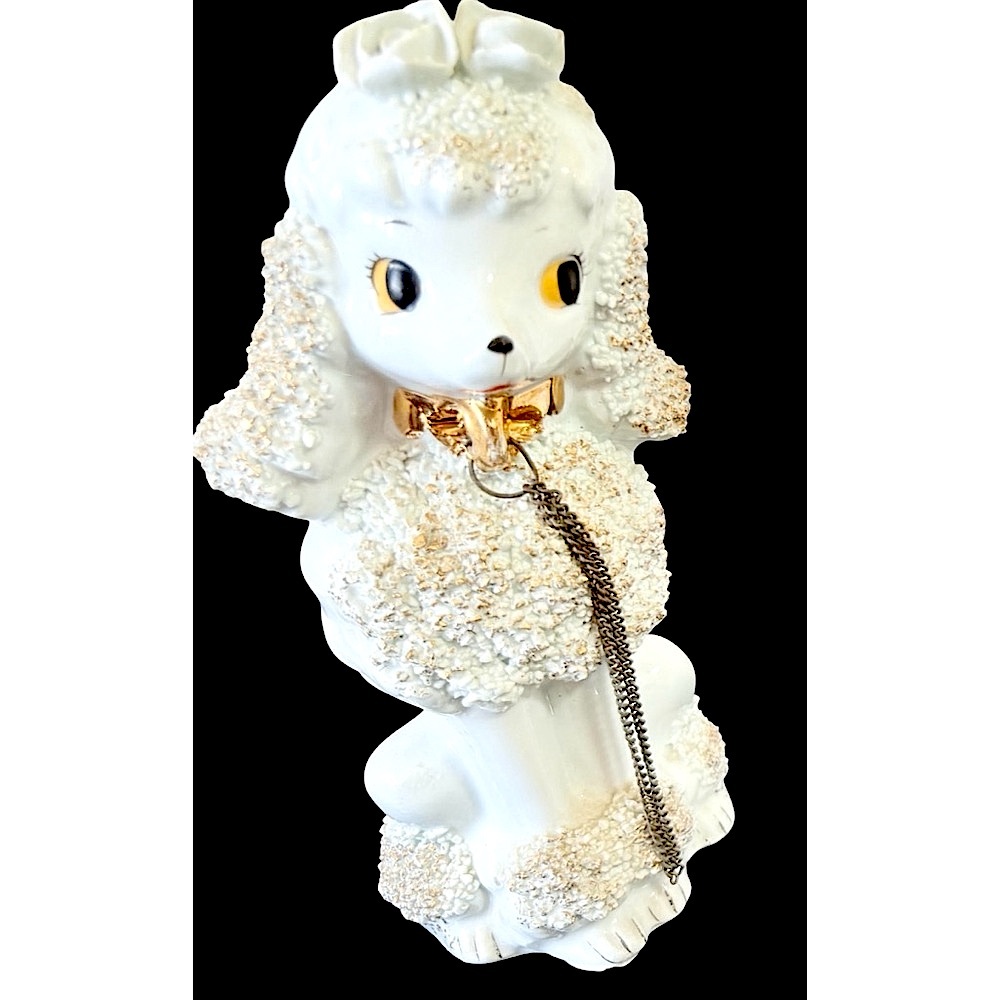 Vintage 50s MCM Bradley Ceramic Spaghetti Poodle 6.5” Dog Figurine